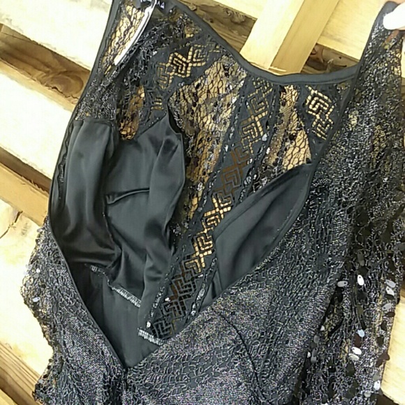 Nasty Gal Black Sequins & Lace Bodycon Dress US 4 - Picture 6 of 8